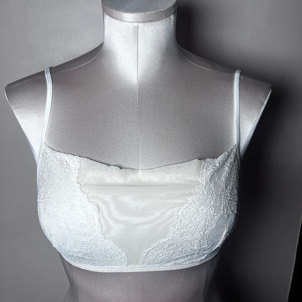 Free People Intimately Lace Mesh Bralette Cream Combo OB856012 Large NEW Dainty